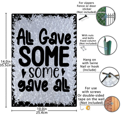 All Gave Some Some Gave All Galvanized Bar Sign Farmhouse Decor For Yard One Size