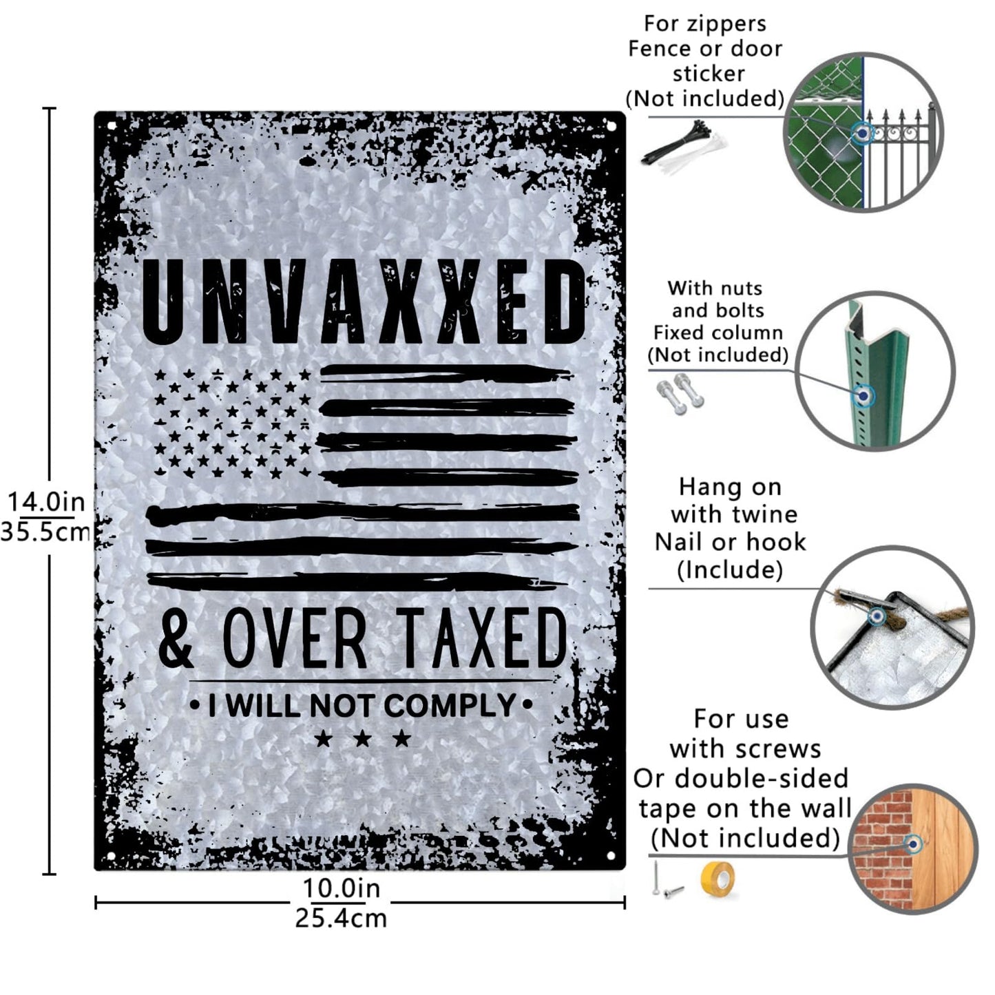 Vintage Galvanized Metal Signs - Rebellion Against Taxes, Classrooms