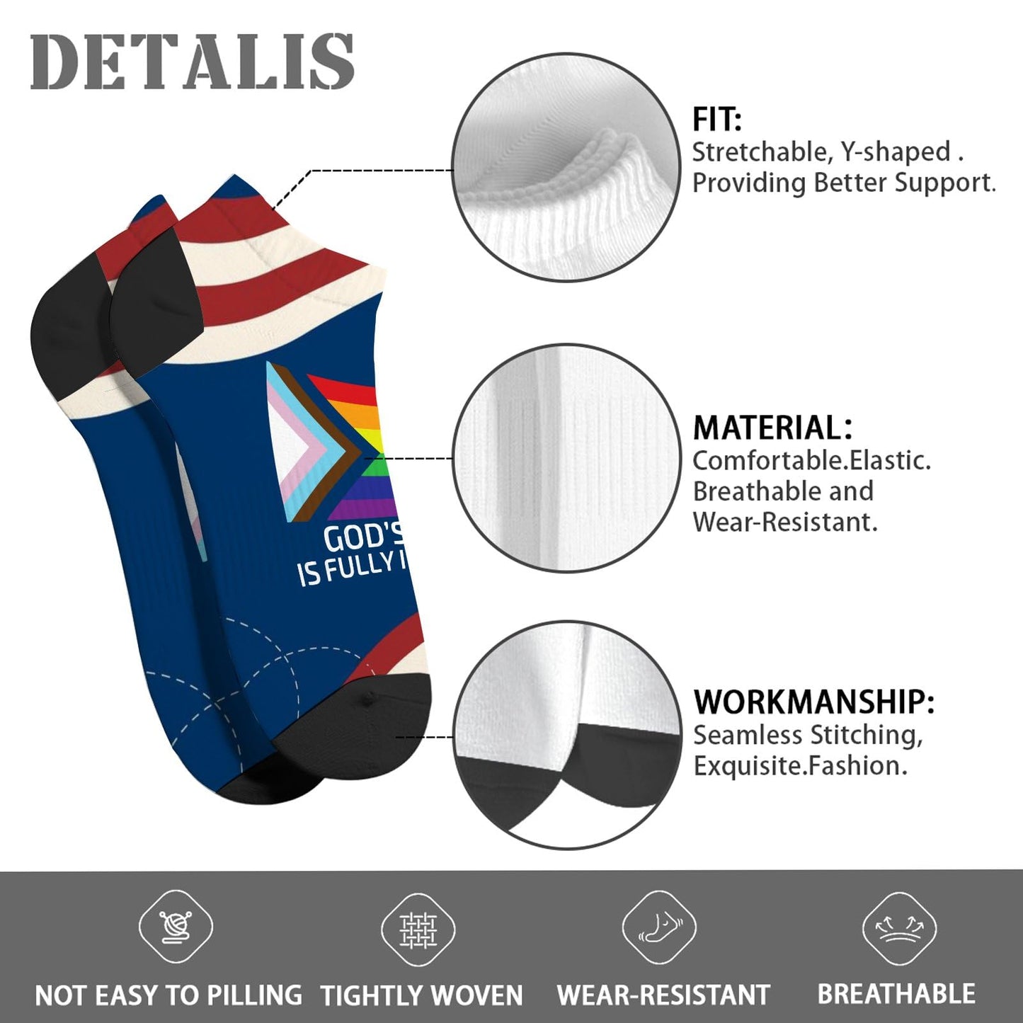 Fully Inclusive Rainbow Crew Socks for Women