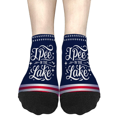 I Pee In The Lake Funny Vacation Partys Dress Socks For Men Short Socks Womens