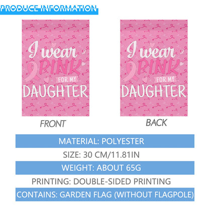 I Wear For My Daughter Breast Cancer Awareness Womens Outdoor Flags One Size Double Sided Art Garden Flags Double Sided Porch House Flag