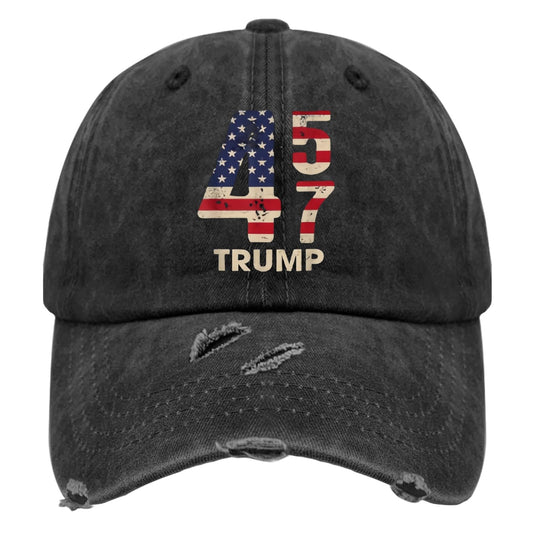 Vintage Trump 2024 Distressed Women's Baseball Cap - Allblack