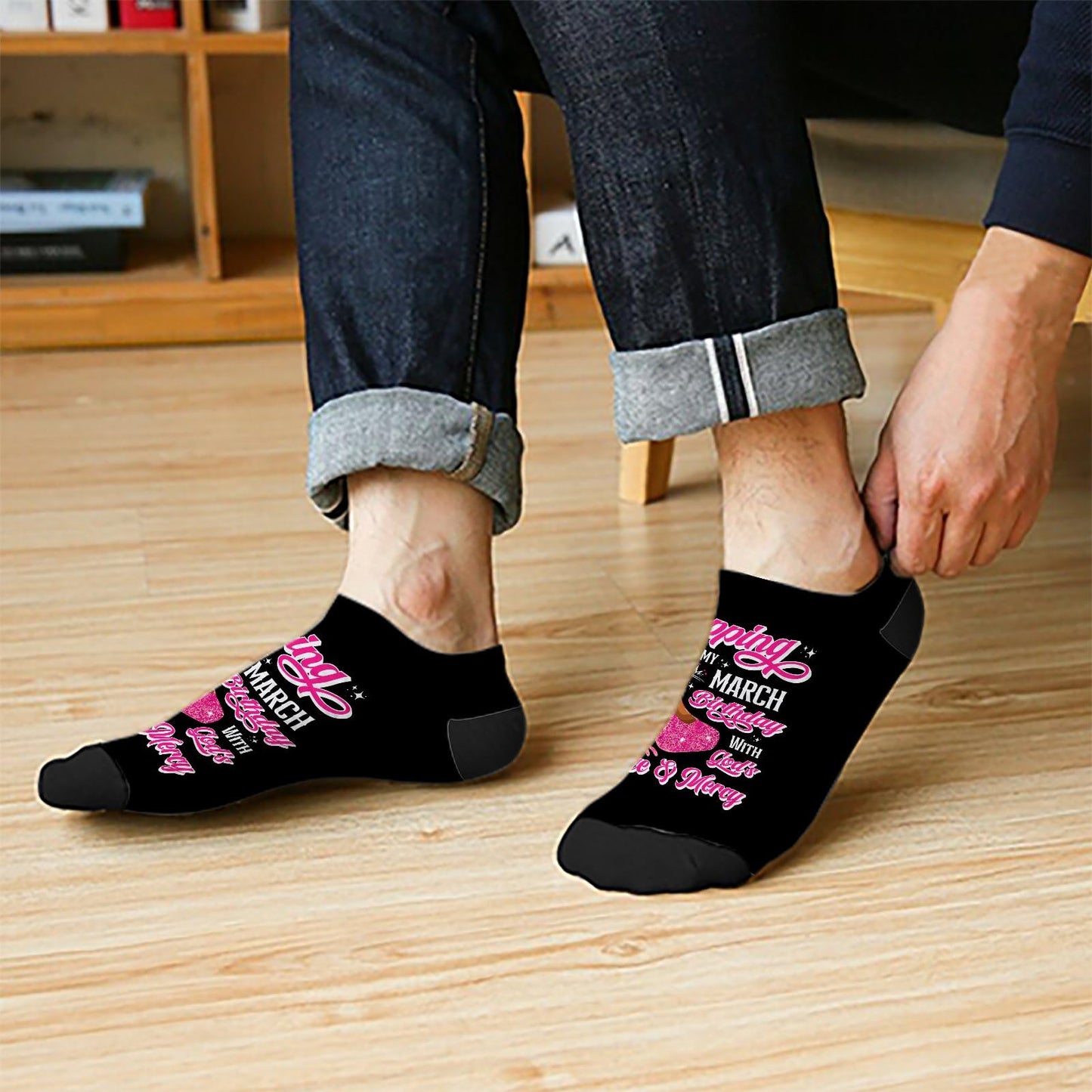 Step Into My March Girl Birthday Women Socks Ankle Hidden Sock For Men's