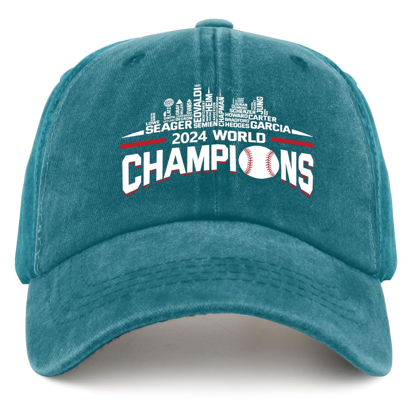 Generic 2024 Texas World Championship Baseball Cap 80s Hat Cyan Blue Sun Hat Men Gifts for Boyfriends Cycling Hat