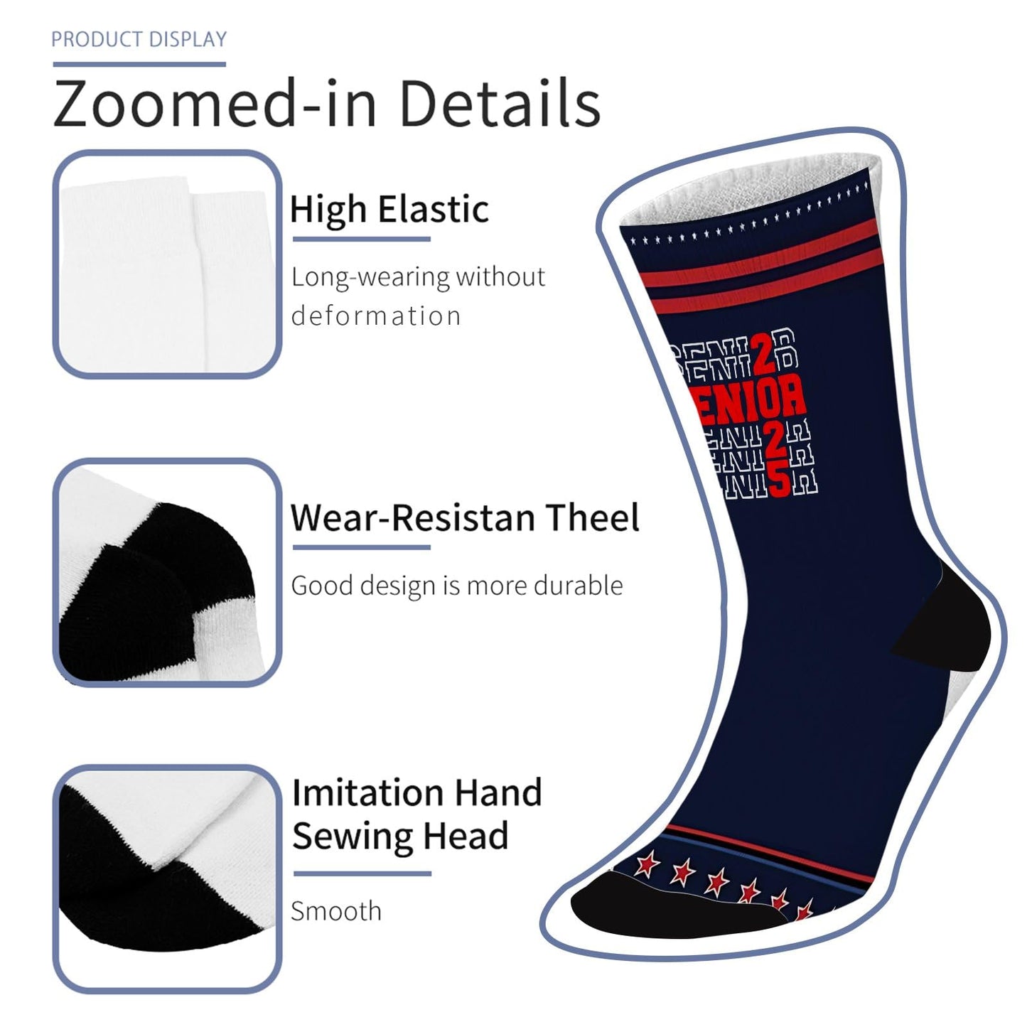 Class of 2025 Senior Socks: Colorful Fancy Design Unisex Novelty Gift