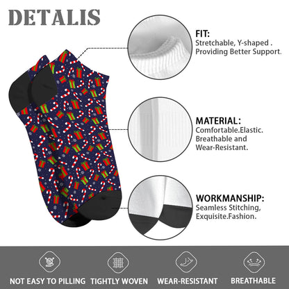 Christmas Pattern Men's Ankle Dress Socks - Funny Designs