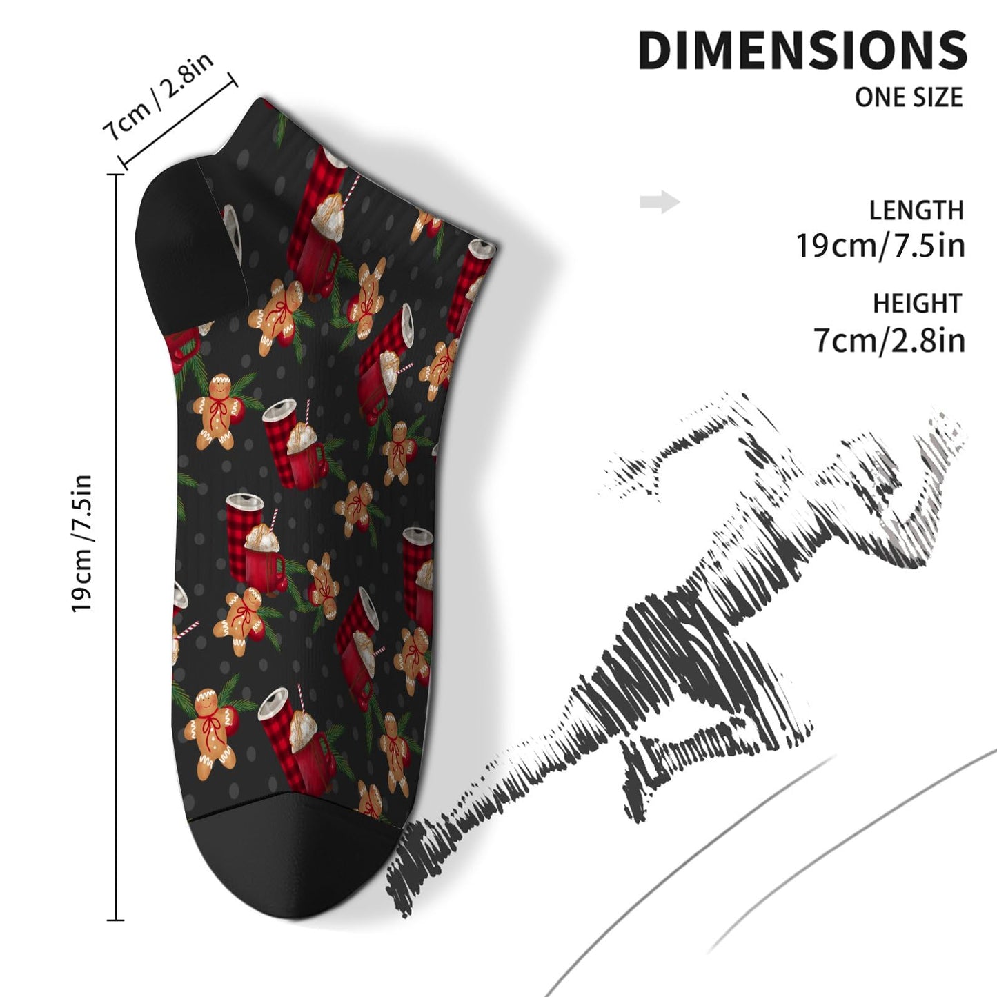 Funny Christmas Pattern Womens Cotton Socks Low Cut Socks For Men