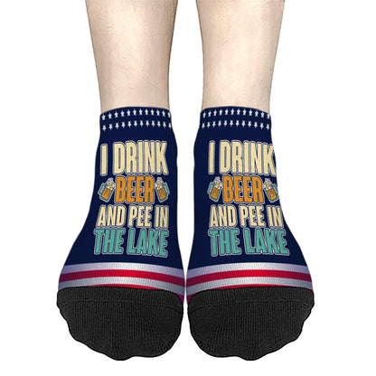 I Pee In The Lake Funny Vacation Partys Girls Ankle Socks No Show Sock For Womens