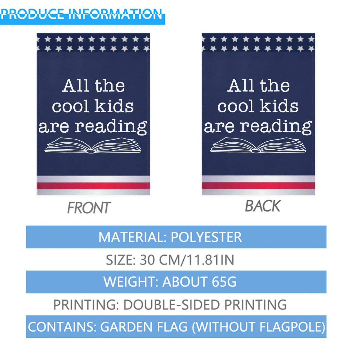 All The Cool Kids Are Reading Outdoor Flag One Size Double Sided Inspirational Funny Garden Flag For Outside Small Garden Flags