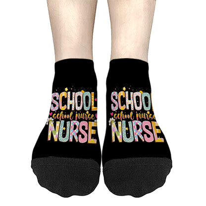 Saving The World One Ice Pack At Time School Nurse Week Men Ankle Socks Low Cut Socks For Men's