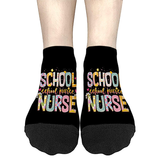 Saving The World One Ice Pack At Time School Nurse Week Men Ankle Socks Low Cut Socks For Men's