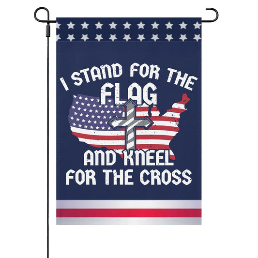 I Stand For The Flag And Kneel For The Cross Outdoor Flags One Size Double Sided Hilarious Yard Flags Double Sided House Funny Garden Flags