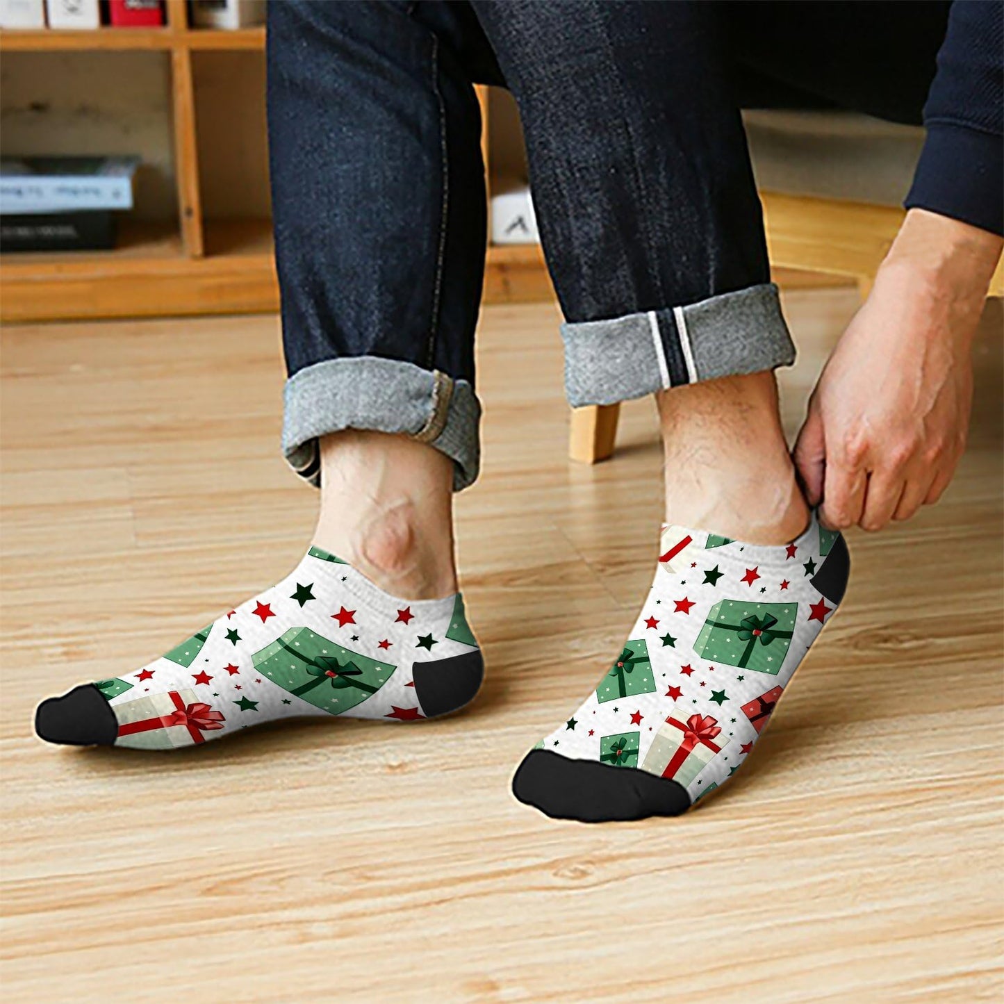 Funny Christmas Pattern Womens Cotton Socks Low Cut Socks For Men