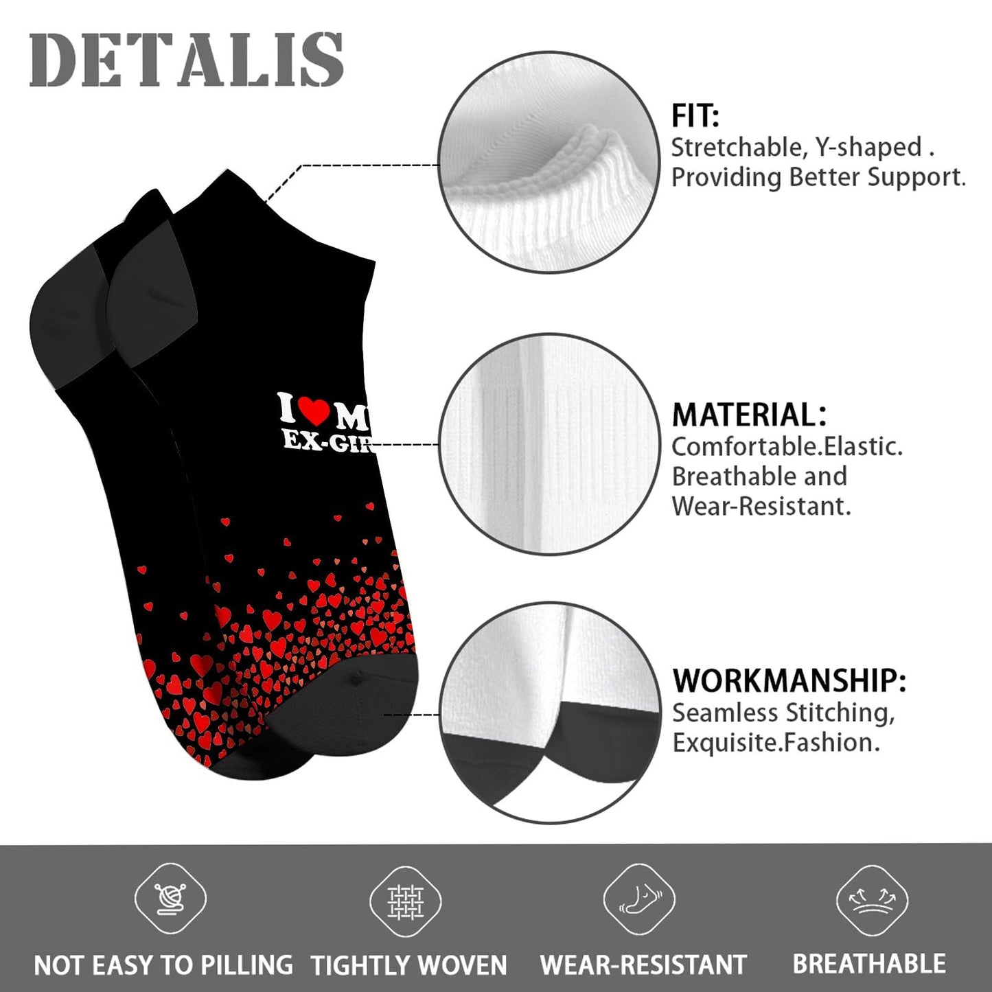 I Love My Hot Girlfriend Womens Ankle Socks Crew For Men's Sock