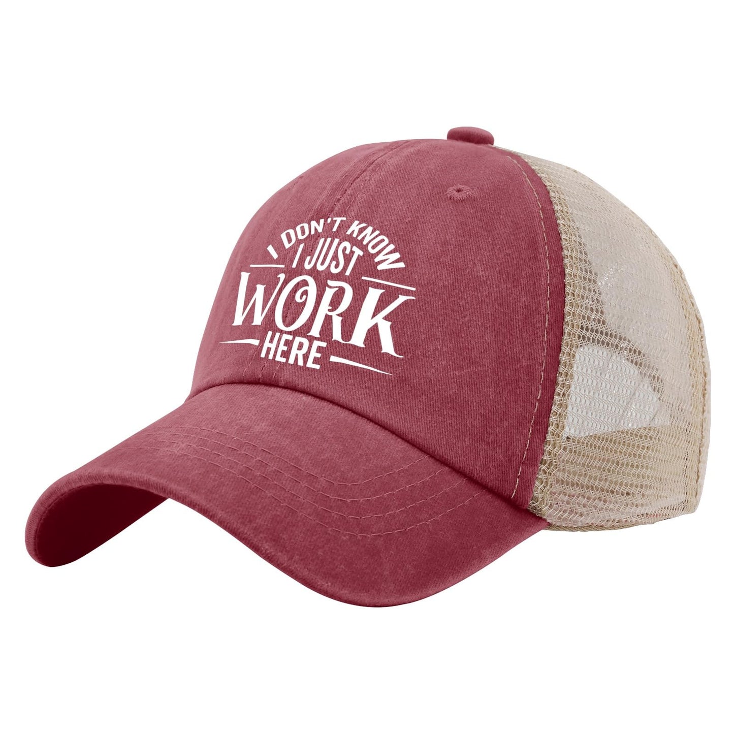 Generic I Don't Know I Just Work Here Baseball Cap Cute Hat AllBlack Womens Trucker Hat Gifts for Girlfriends Outdoor Cap