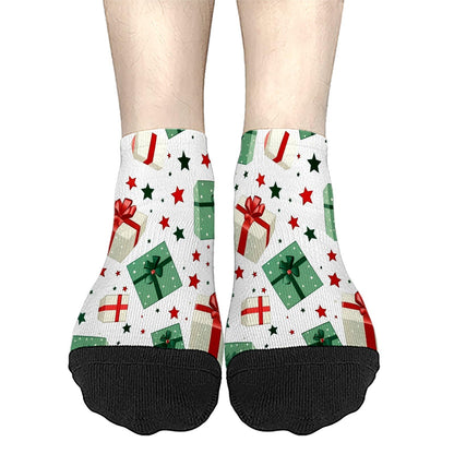 Funny Christmas Pattern Womens Cotton Socks Low Cut Socks For Men