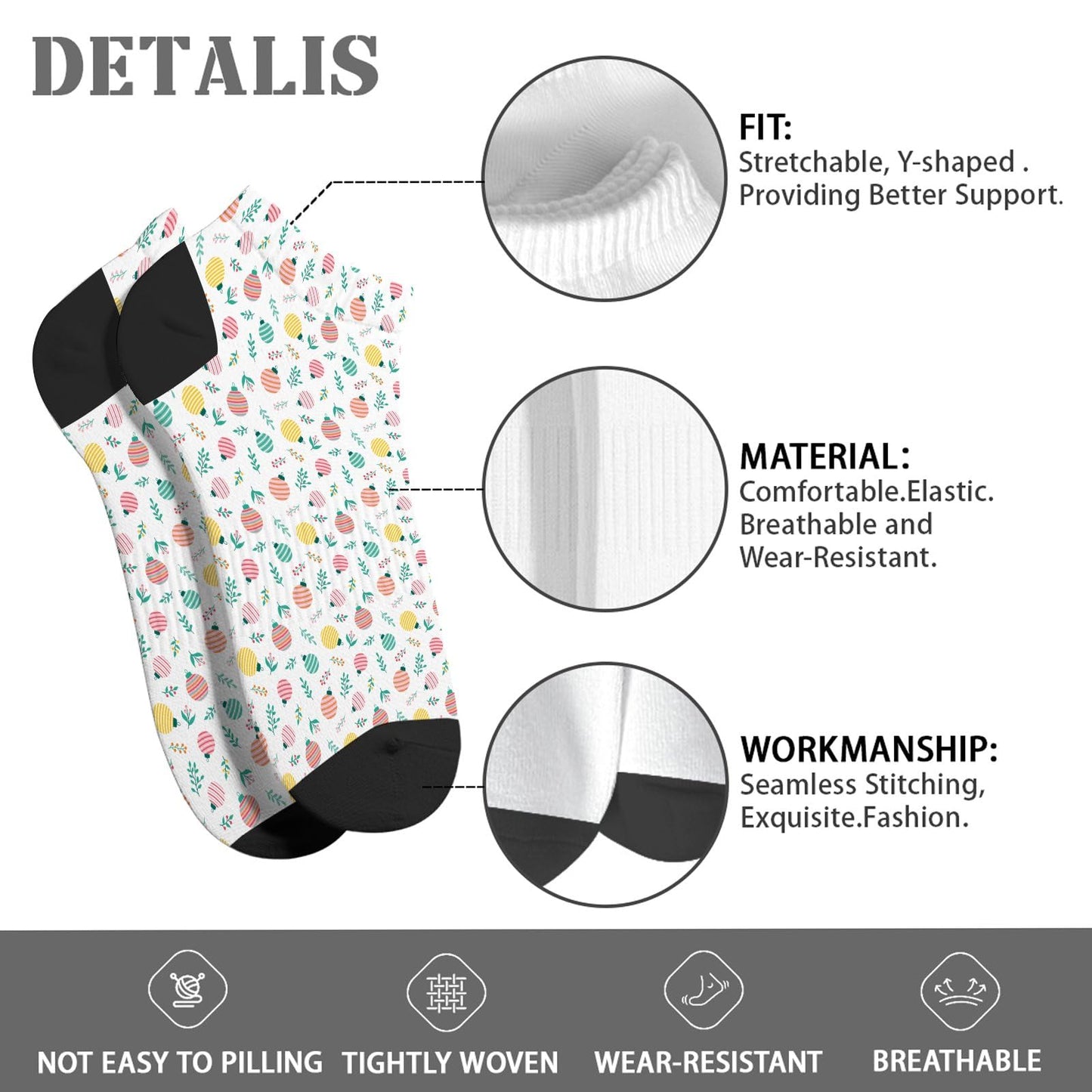 Funny Christmas Pattern Boys Ankle Socks Low Cut For Men Socks