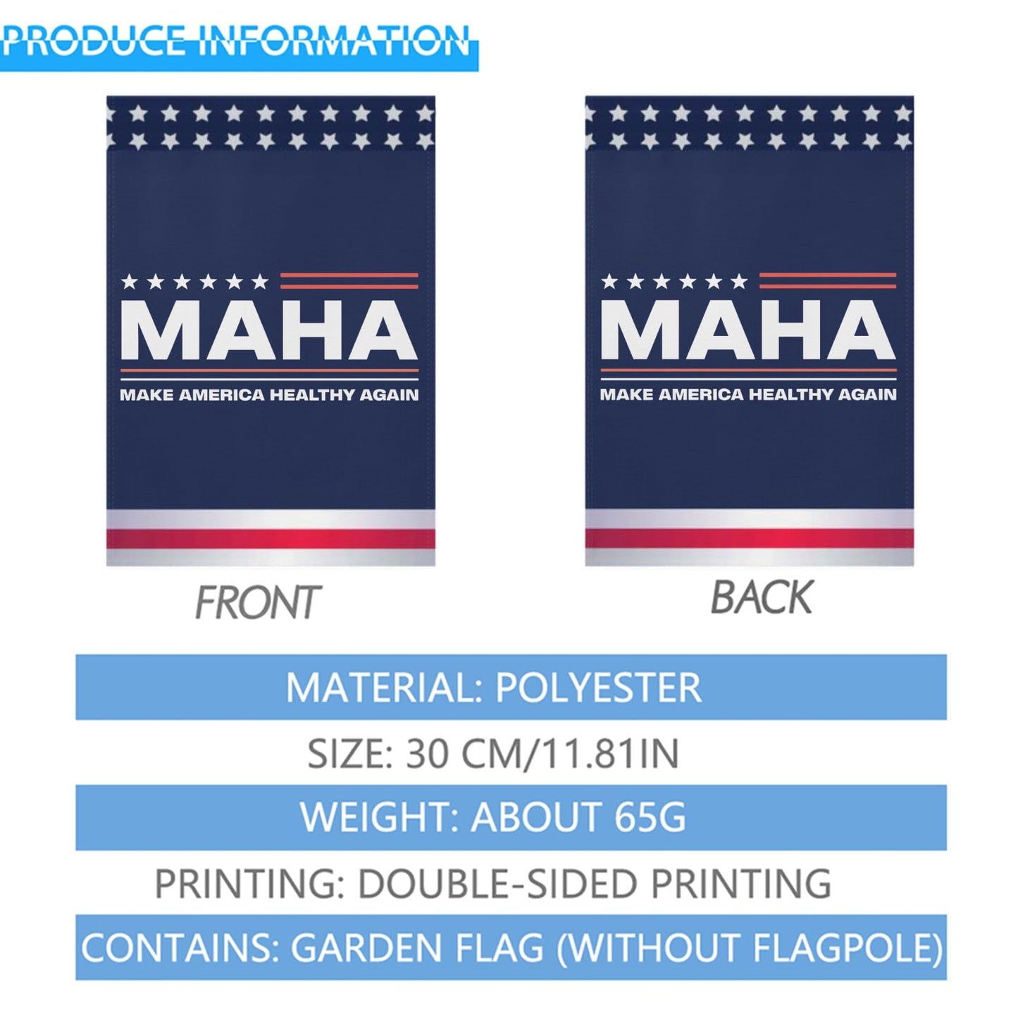 MAHA Make America Healthy Again Vintage House Flag - Double Sided Rustic Garden Flag