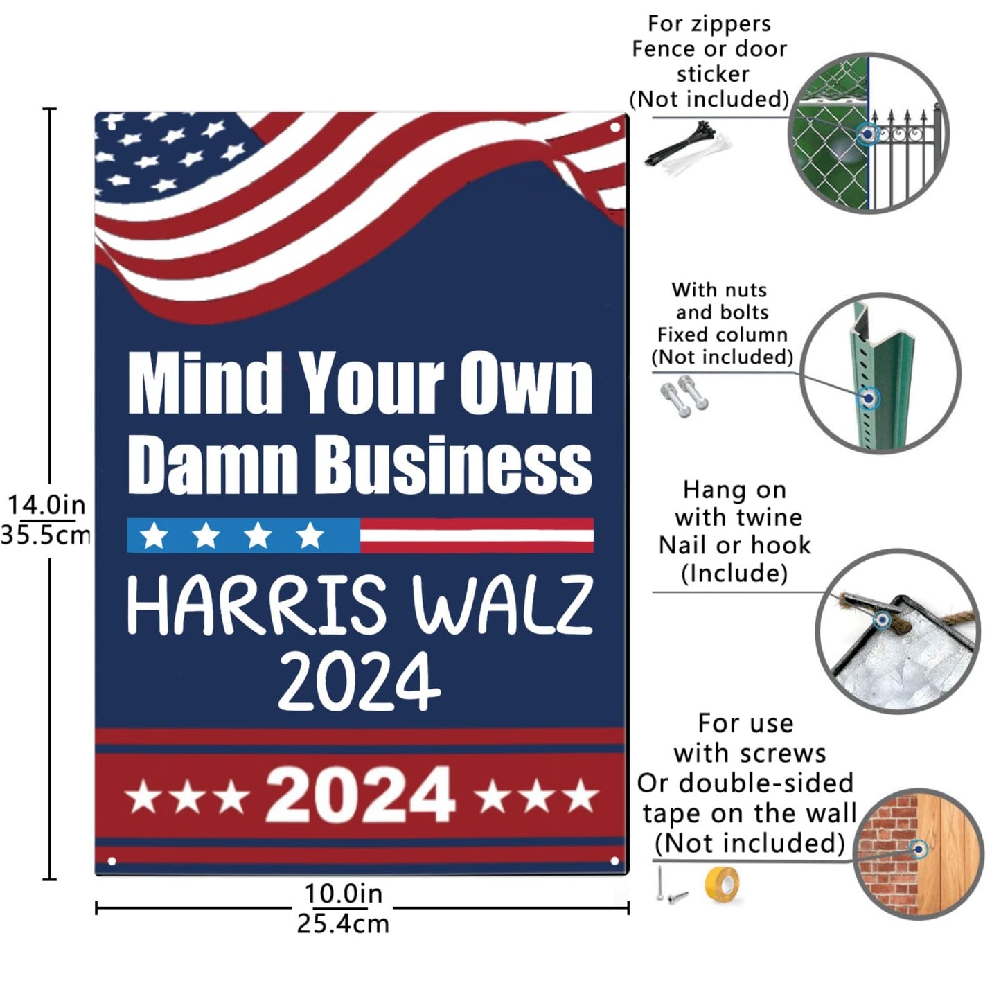 Mind Your Own Business Galvanized Metal Wall Decor