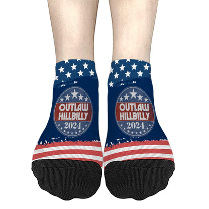 Trump Vances 2024 Outlaw Hillbilly US Flag Women Socks Ankle Low Cut Sock Men's