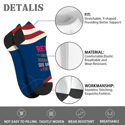 Retired Under New Management See Grandkids For Details Mens Athletic Socks Short For Women Socks