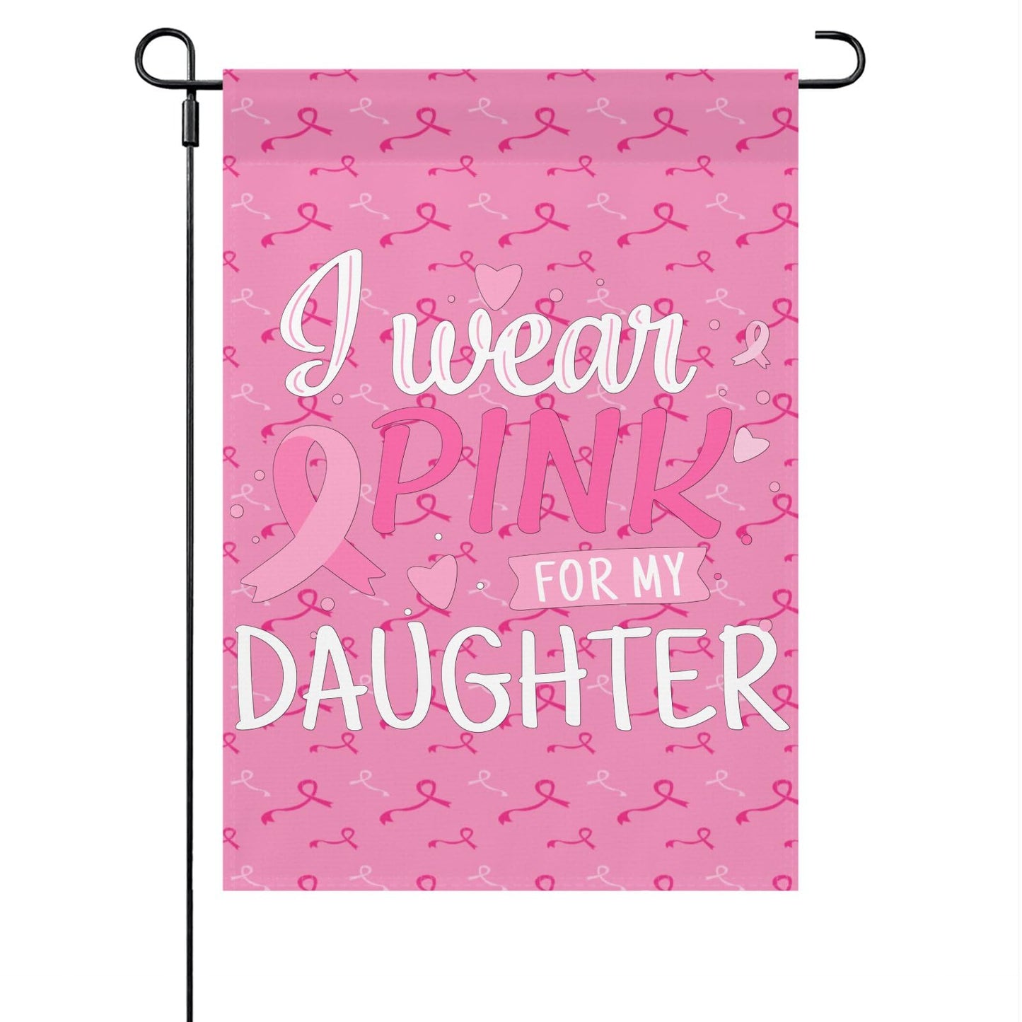 I Wear For My Daughter Breast Cancer Awareness Womens Outdoor Flags One Size Double Sided Art Garden Flags Double Sided Porch House Flag