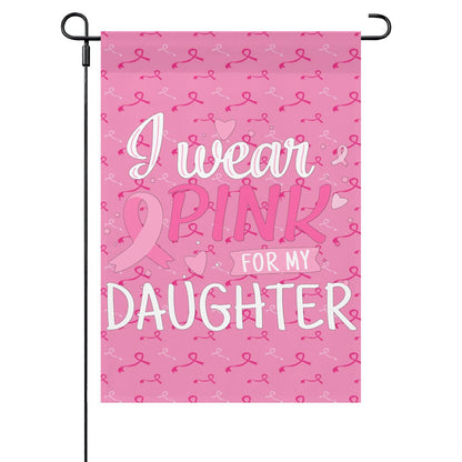 I Wear For My Daughter Breast Cancer Awareness Womens Outdoor Flags One Size Double Sided Art Garden Flags Double Sided Porch House Flag