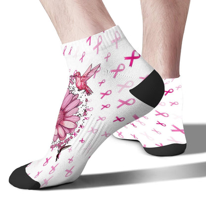 Breast Cancer Awareness Hummingbird No Show Socks Men Hidden Womens Socks