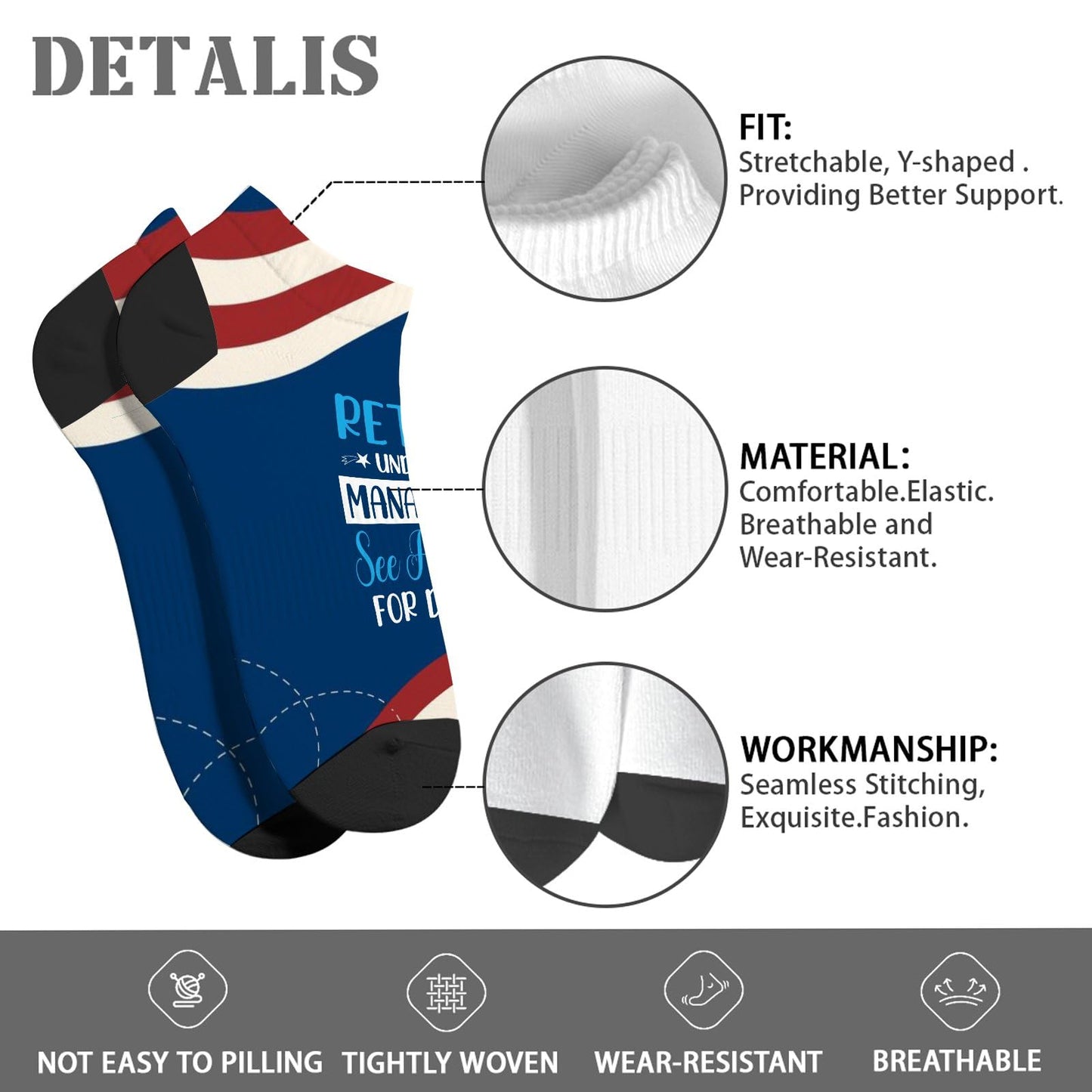 Retired Under New Management See Grandkids For Details Mens Athletic Socks Short For Women Socks