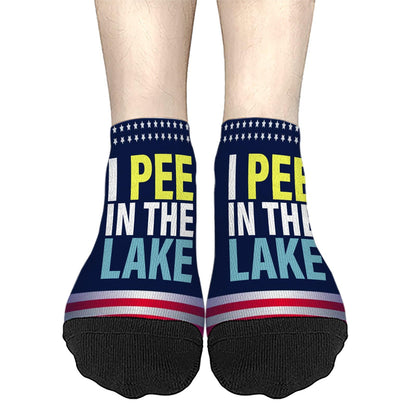 I Pee In The Lake Funny Vacation Partys Dress Socks For Men Short Socks Womens