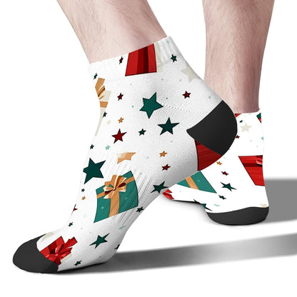 Funny Christmas Pattern Womens Cotton Socks Low Cut Socks For Men