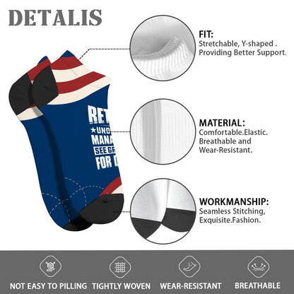 Retired Under New Management See Grandkids For Details Mens Athletic Socks Short For Women Socks