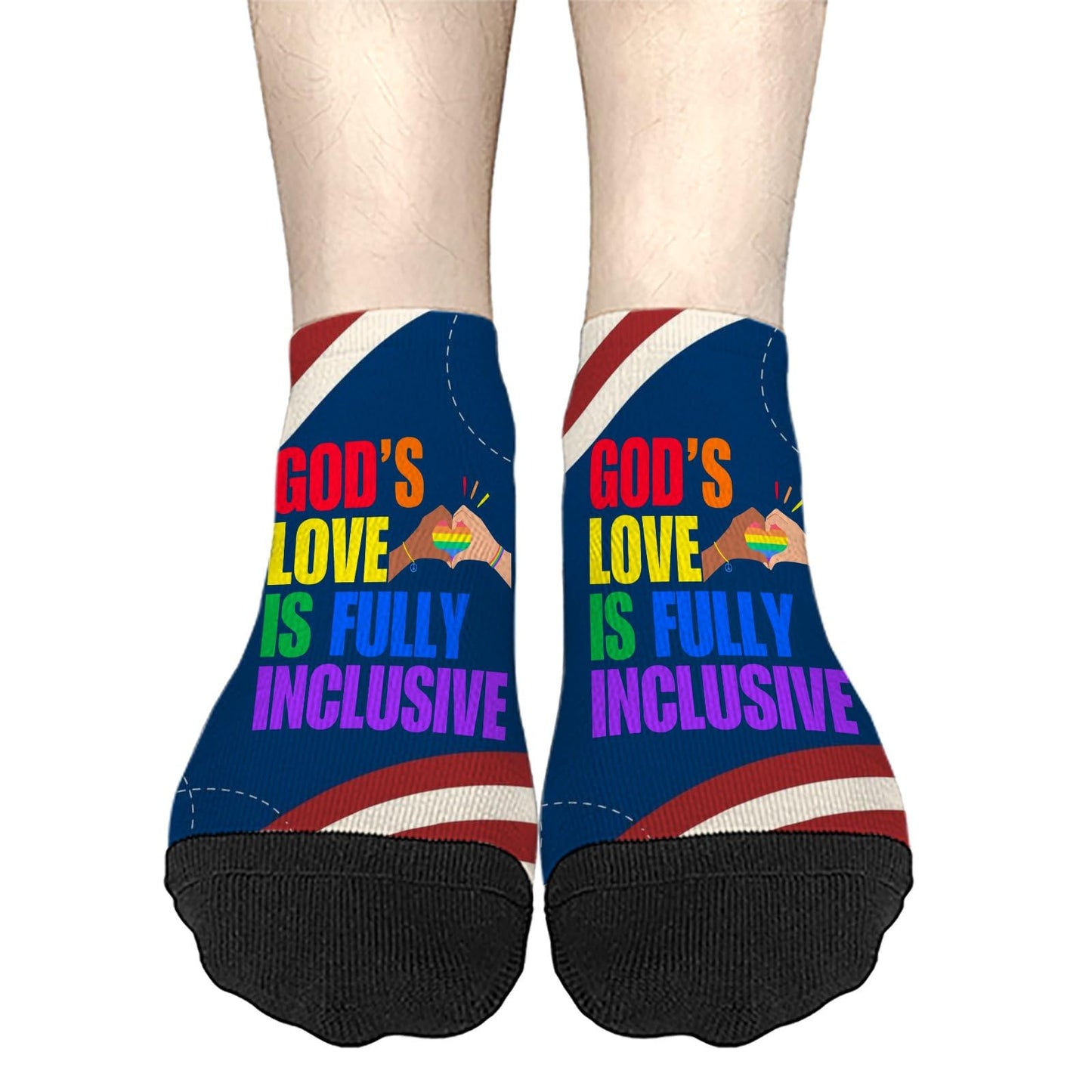 God's Love Is Fully Inclusive Rainbow Saying Womens Socks Ankle Athletic Women Socks