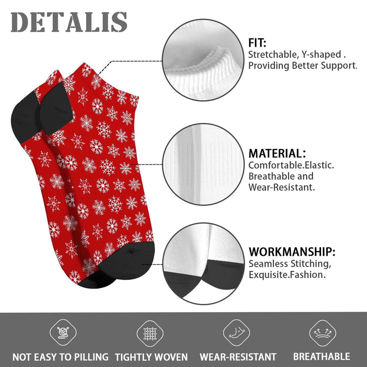 Funny Christmas Pattern No Show Socks Men Cotton Sock Mens