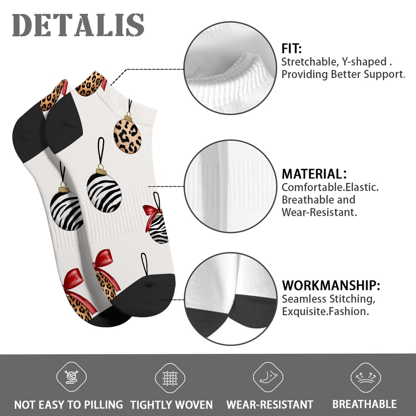Funny Christmas Pattern No Show Socks Men Cotton Sock Mens