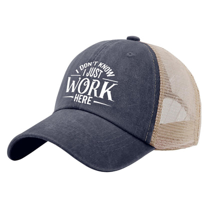 Generic I Don't Know I Just Work Here Baseball Cap Cute Hat AllBlack Womens Trucker Hat Gifts for Girlfriends Outdoor Cap