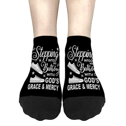 Step Into My March Girl Birthday Mens No Show Socks Crew Sock Men