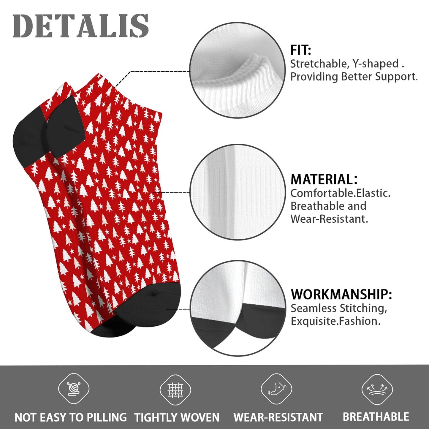 Funny Christmas Pattern No Show Socks Men Cotton Sock Mens