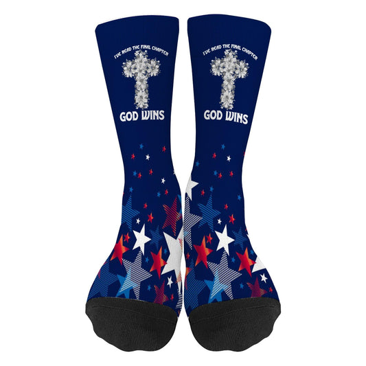 I've Read The Final Chapter God Wins Jesus Flower Cross Dress Socks