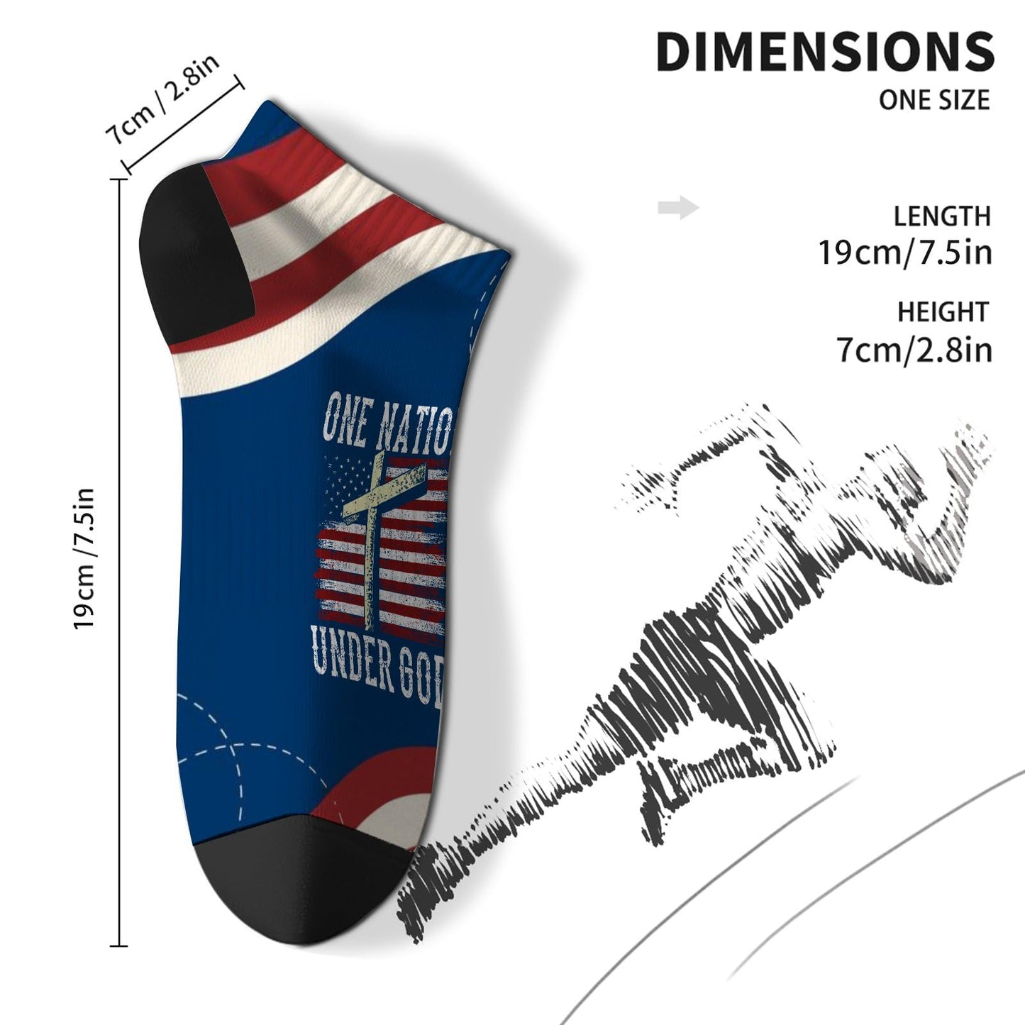 One Nation Under God Mens Socks Crew Casual Sock For Women