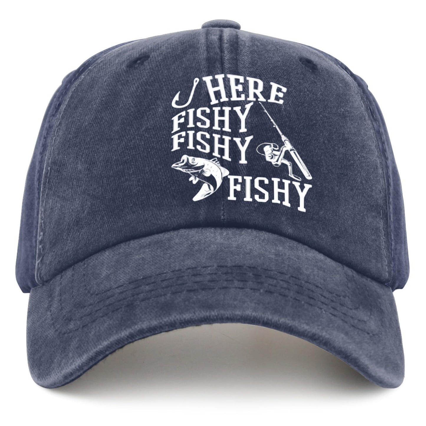 Fishing Here Fishy Fishy Fishy Hats Mesh Hat Navy Blue Womens Hats Gifts for Him Running Hat