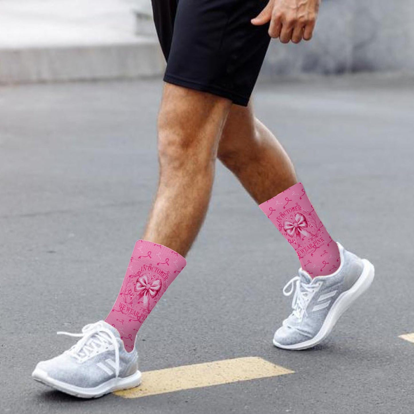 Breast Cancer Awareness Ribbon Coquette Bow Socks