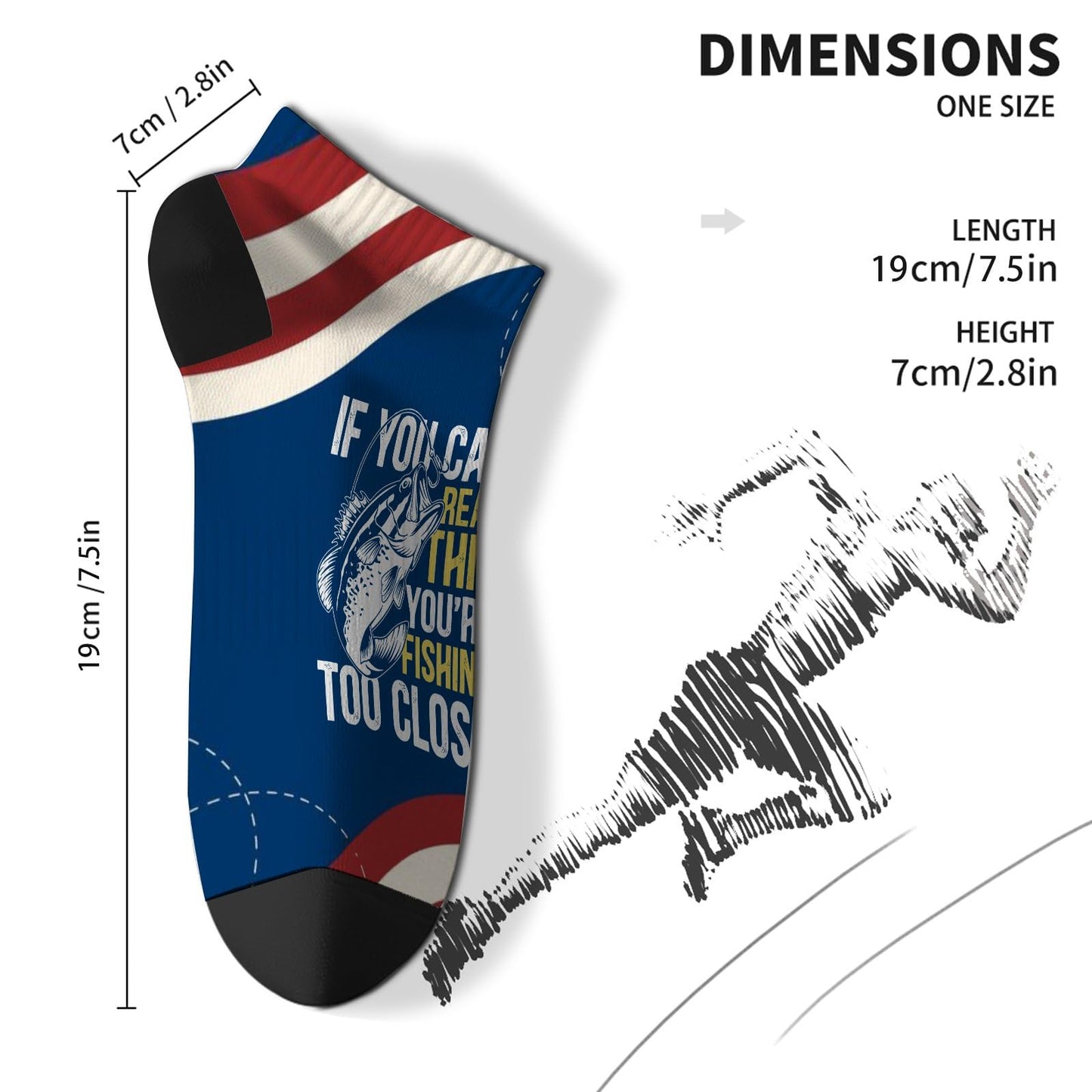 Gone Fishing No Show Men's Ankle Socks