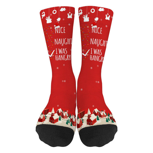 I Do It For The Ho's Inappropriate Christmas Santa Socks for Men Half Calf Sock Colorful Fancy Crazy Design socks Unisex Novelty Gifts for Son