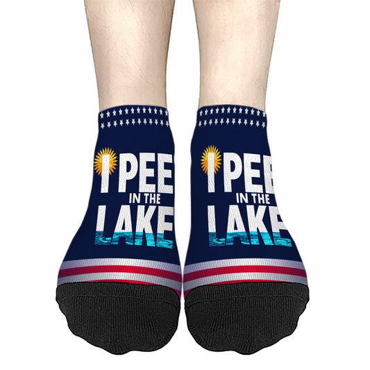 I Pee In The Lake Funny Vacation Partys Mens Crew Socks Crew Sock Women