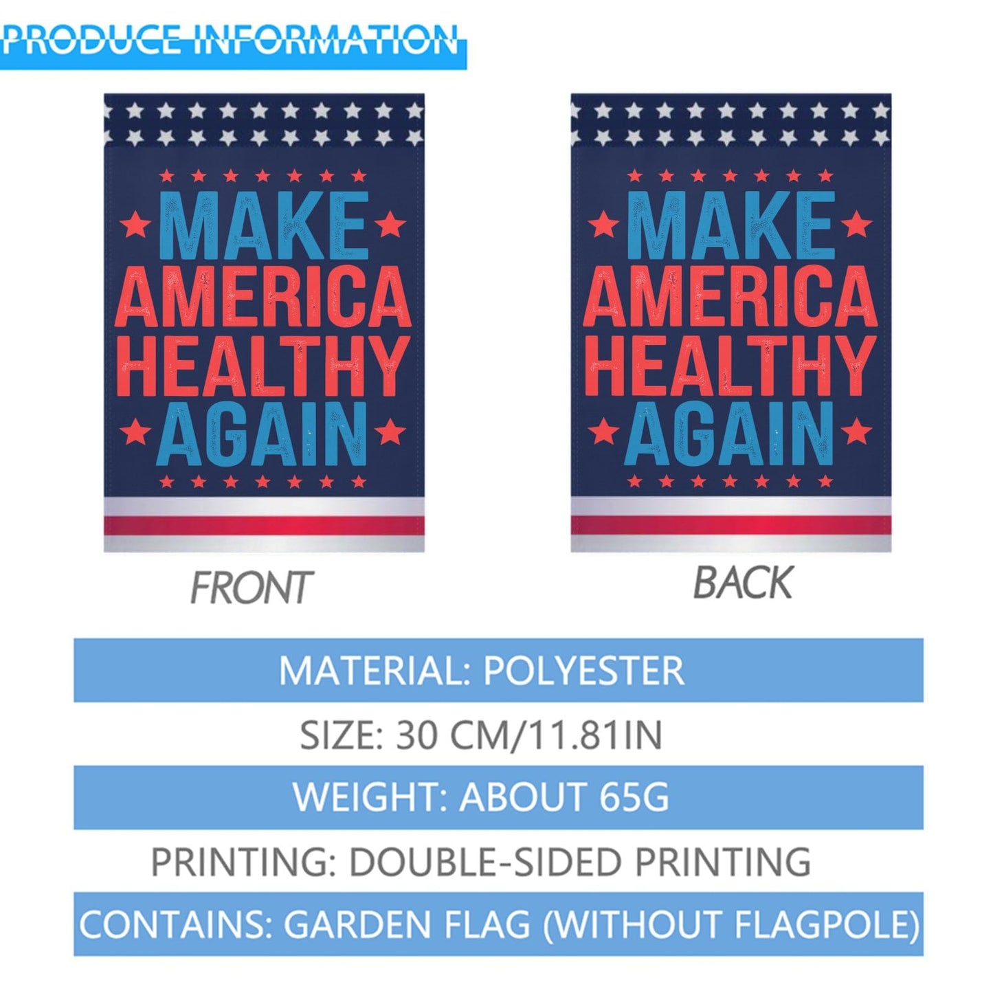 Make America Healthys Again Tees Gifts Garden Flags One Size Humorous House Flags Double Sided House Funny Garden Flag