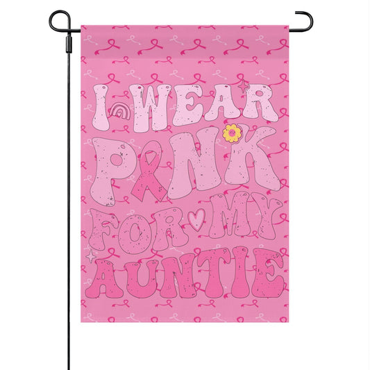 I Wear Pinks For My Aunt Breast Cancer Awareness House Flag One Size Decorative Outdoor Flag Double Sided For Farmhouse Small Garden Flag