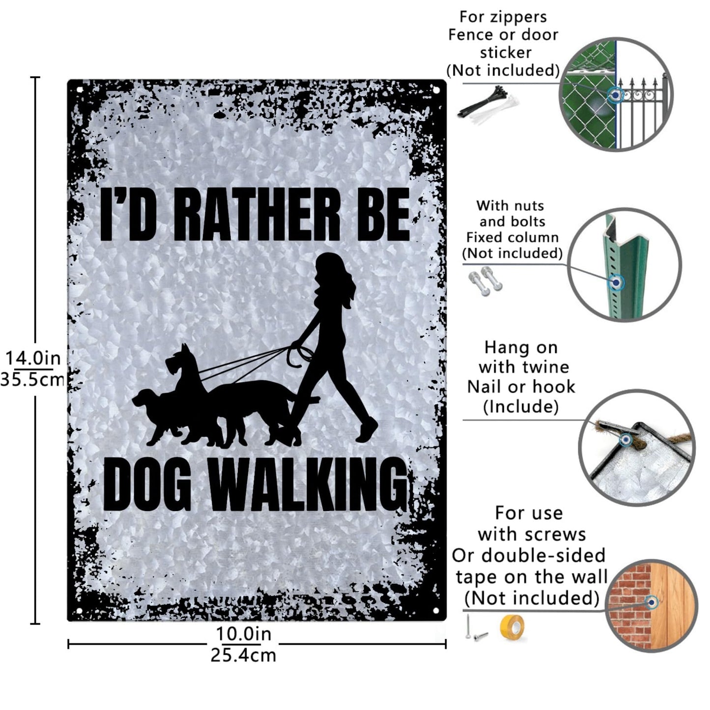 Generic I'd Rather Be Dog Walking Galvanized Bar Signs Funny Room Decor For Rustic One Size, white