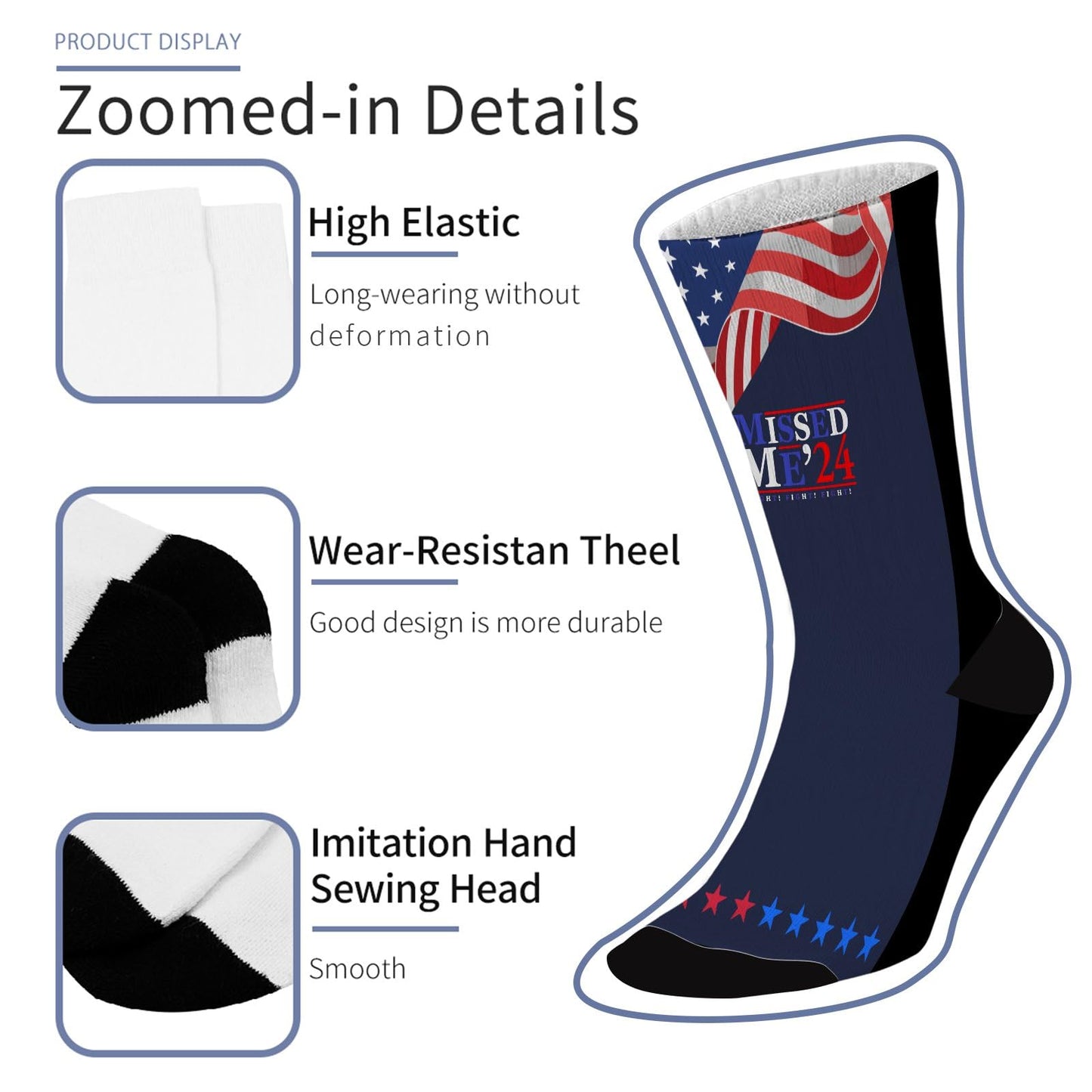 Trump 2024 Girls Crew Socks - Fight Fight Fight