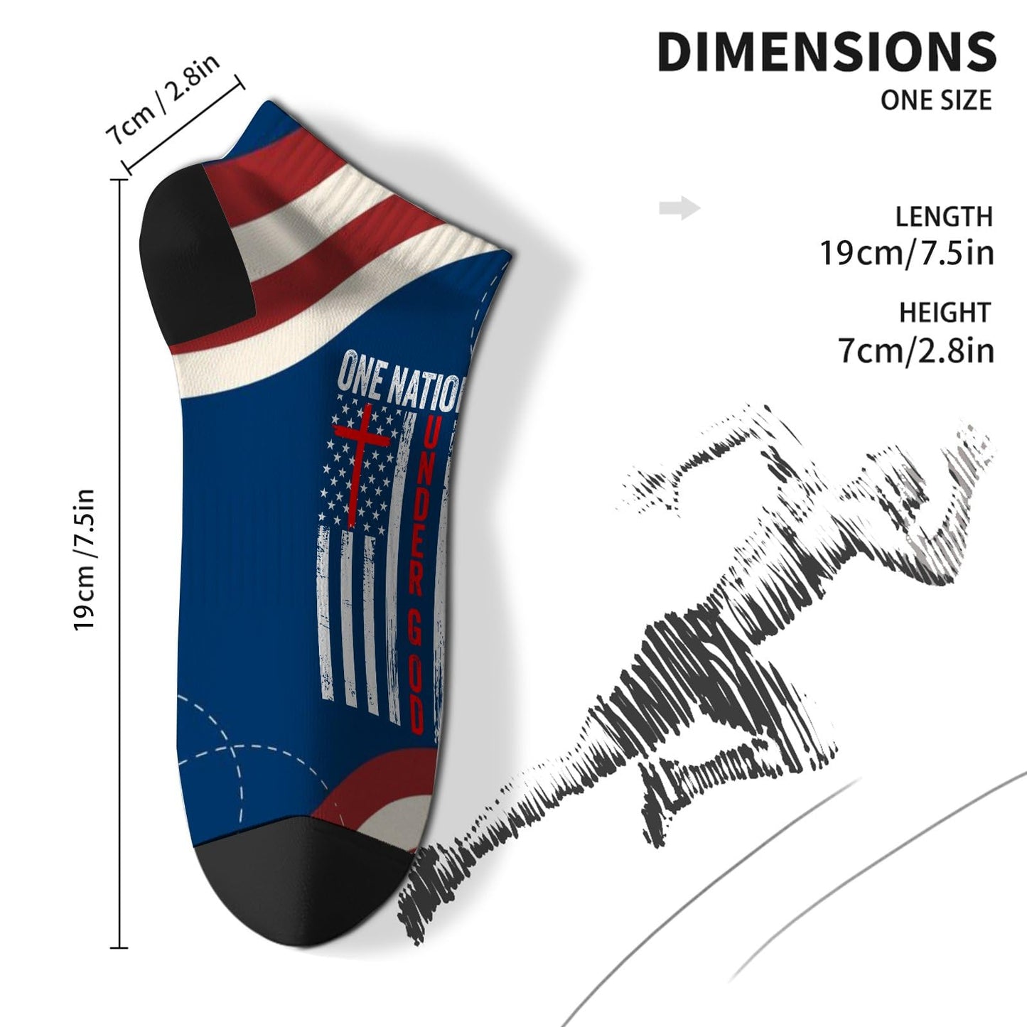 One Nation Under God Womens Socks Ankle Casual For Men's Socks